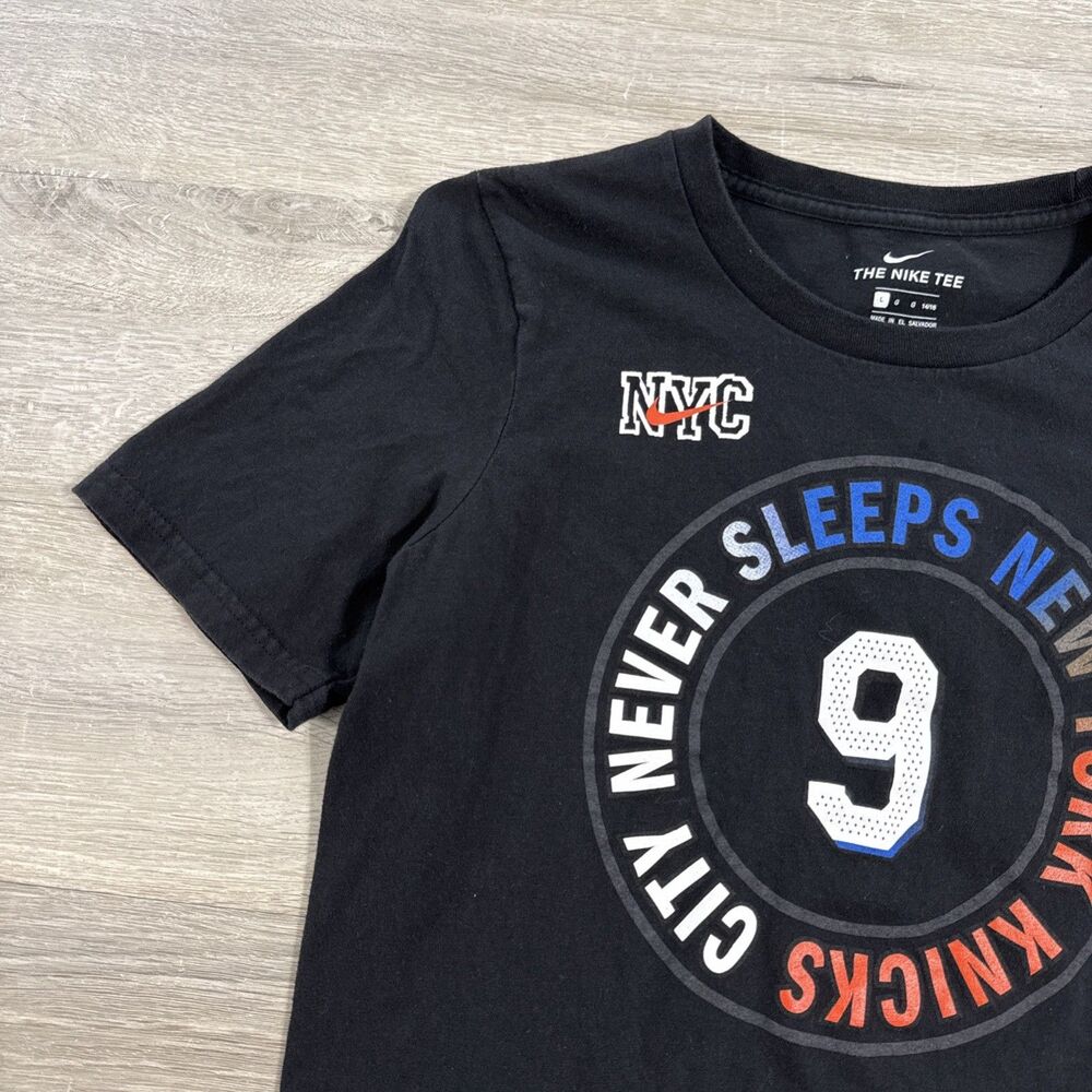 New York Knicks Shirt RJ Barrett Nike Boys Large Black Cotton Tee - Picture 3 of 9